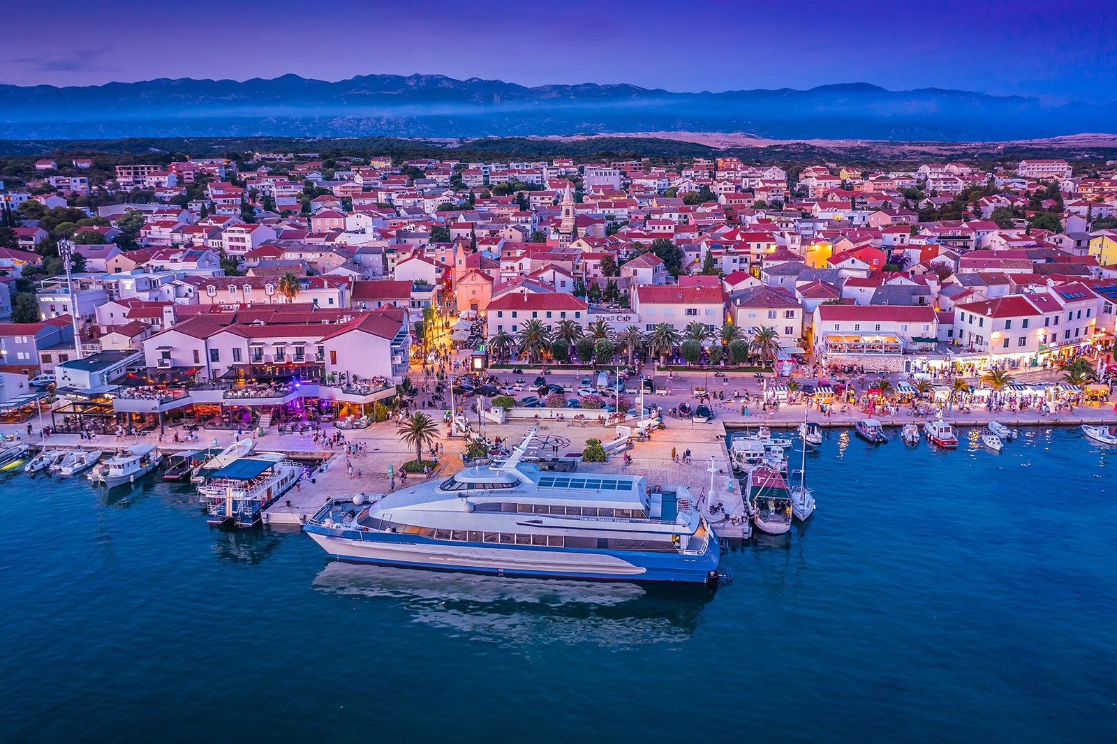 Novalja waterfront at night